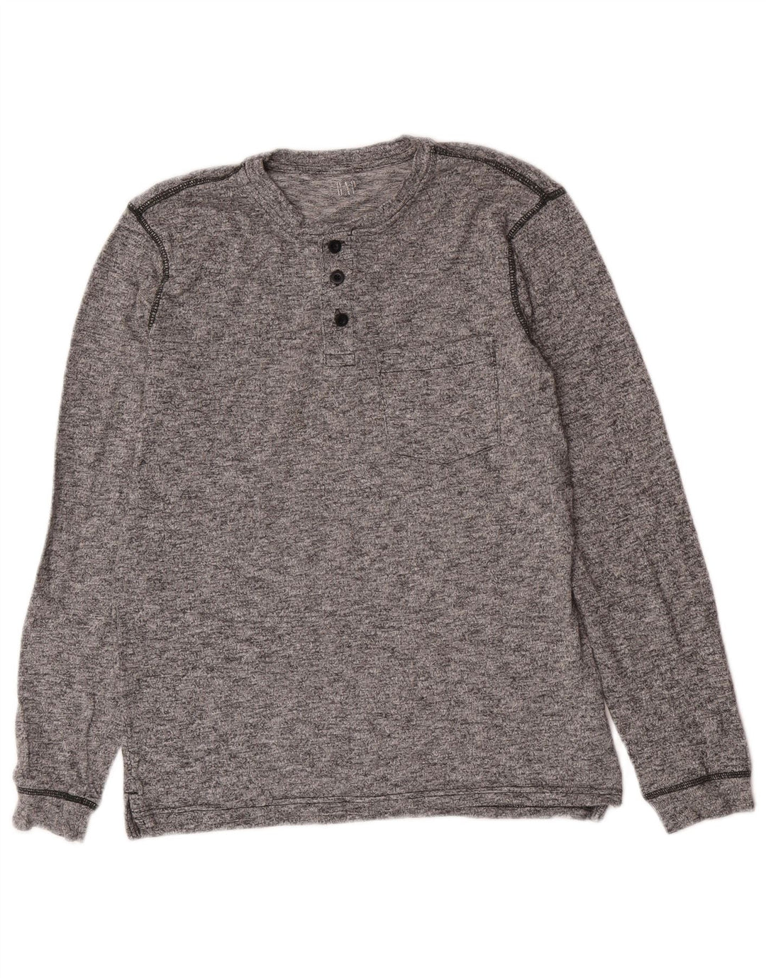 Gap Mens Top Long Sleeve Small Grey Flecked Cotton