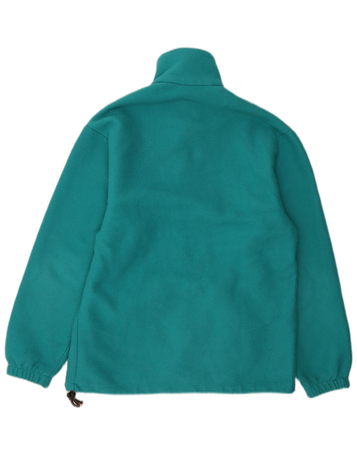 Basic Mens Button Neck Fleece Jumper Medium Turquoise Geometric Polyester