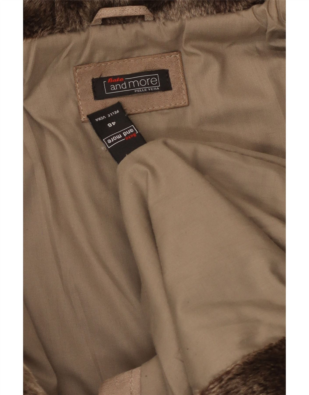 Bata and More Womens Hooded Suede Jacket IT 46 Large Beige Leather