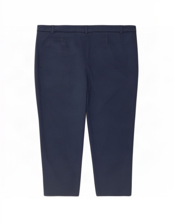 Marks & Spencer Womens Capri Trousers UK 22 3XL W44 L20 Blue Viscose