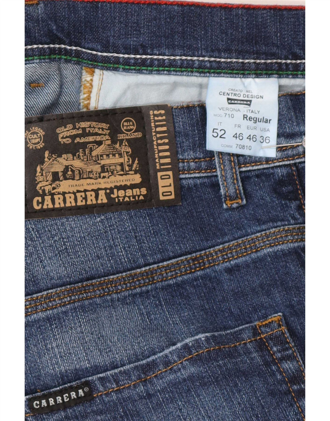 Jeans dritti regolari da uomo Carrera 710 W36 L34 cotone blu