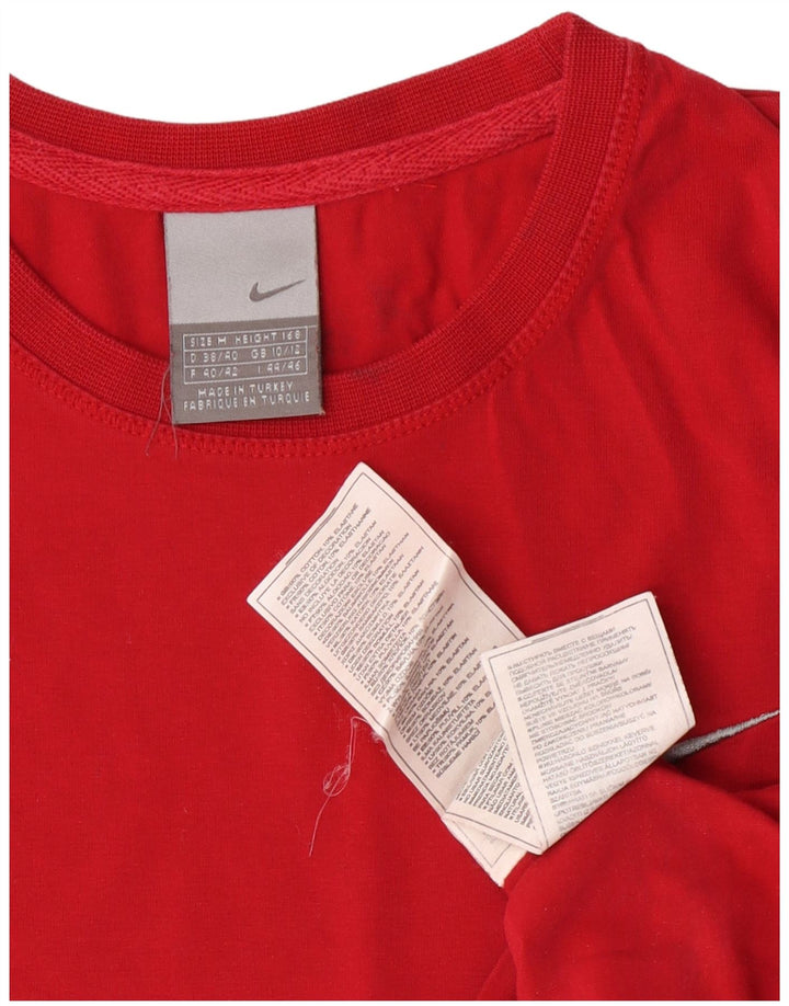 Top Nike da donna a maniche lunghe UK 10/12 cotone rosso medio