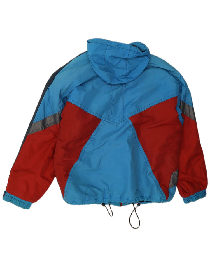 Vintage Mens Hooded Ski Jacket UK 38 Medium Blue Colourblock Polyamide