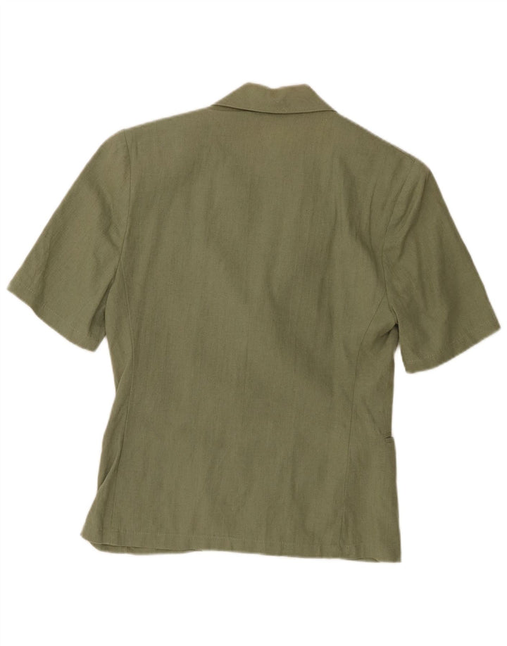 Marks & Spencer Womens Short Sleeve Blazer Jacket UK 10 Small Khaki