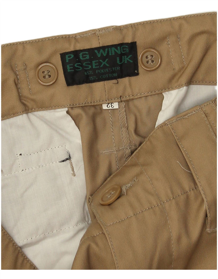 Vintage Mens Straight Cargo Trousers W32 L32 Beige Polyester