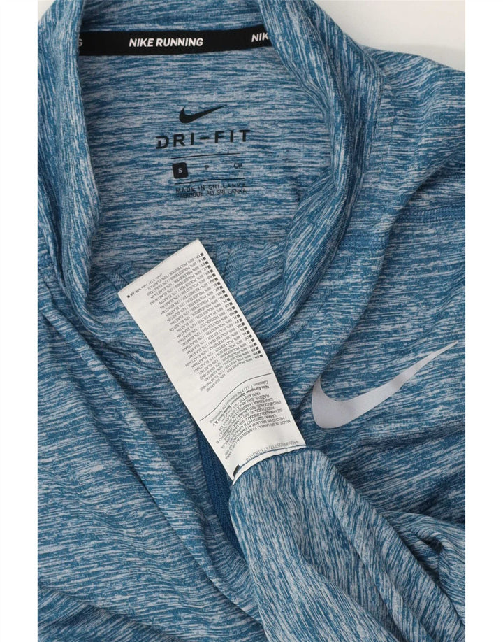 Nike Dri Fit Zip Neck Pull Survêtement Haut Petit Bleu Moucheté