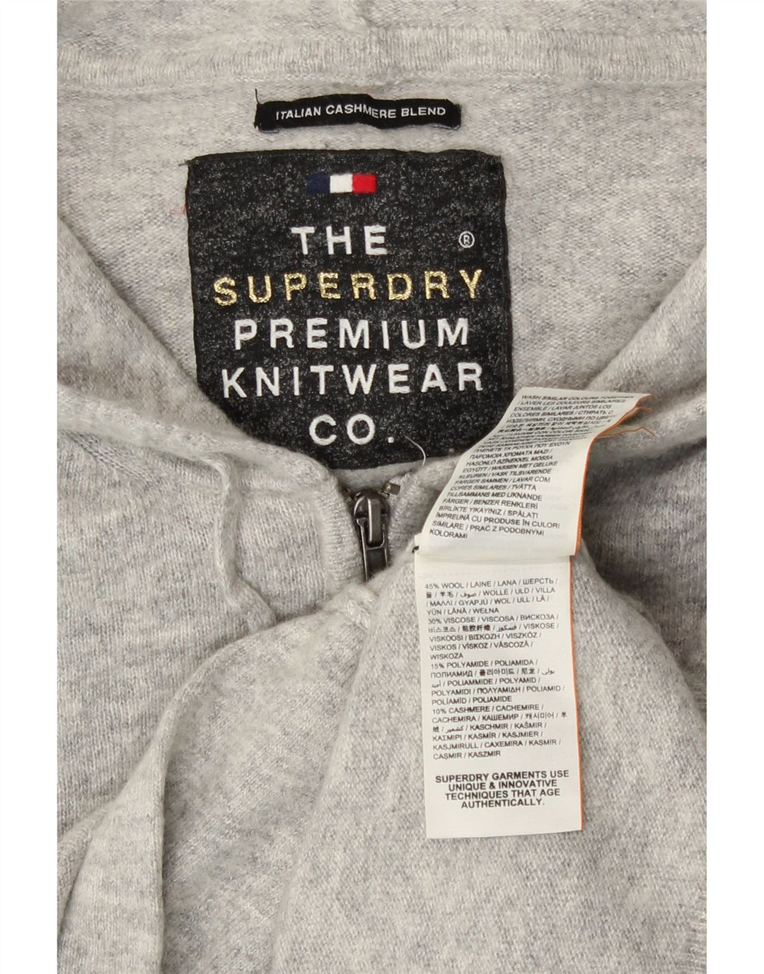 Superdry Womens Hooded Cardigan Sweater UK 14 Medium Grey Wool