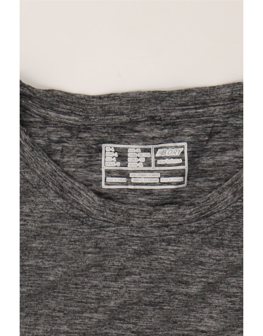 NEW BALANCE Mens T-Shirt Top Large Grey Flecked Polyester Vintage New Balance and Second-Hand New Balance from Messina Hembry 