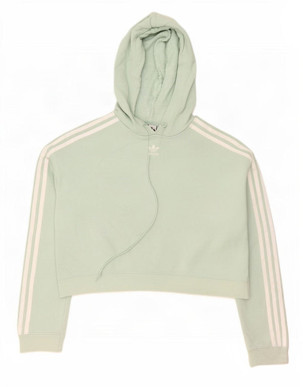 Adidas Womens Crop Oversized Hoodie Jumper UK 6 XS Grøn bomuld