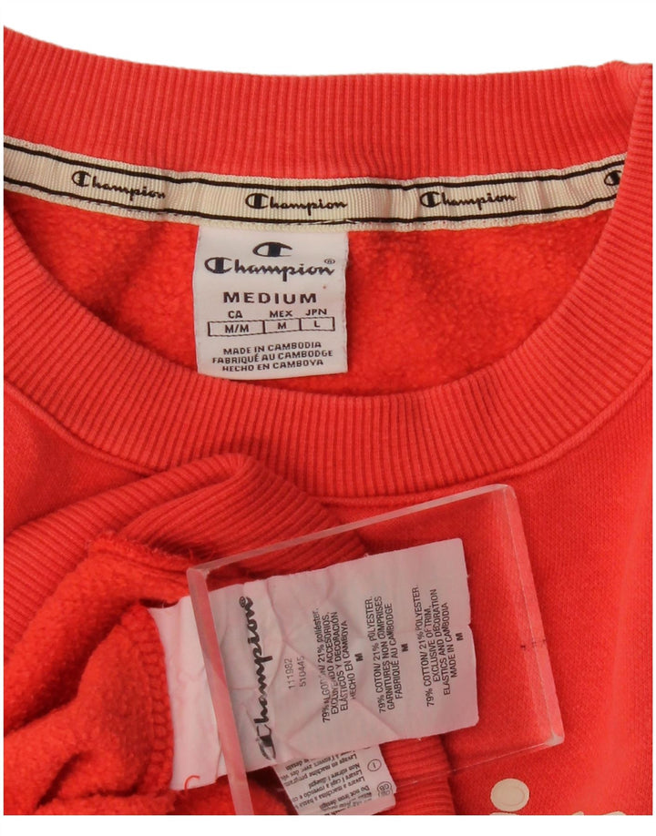 Champion Womens Graphic Sweatshirt Jumper UK 12 Medium Red Cotton