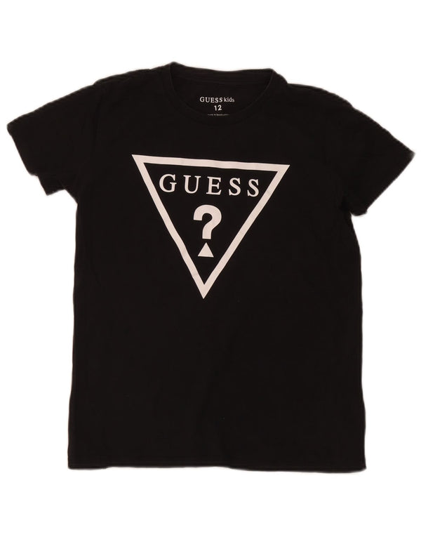 T-shirt grafica da ragazzo Guess 11-12 anni in cotone nero