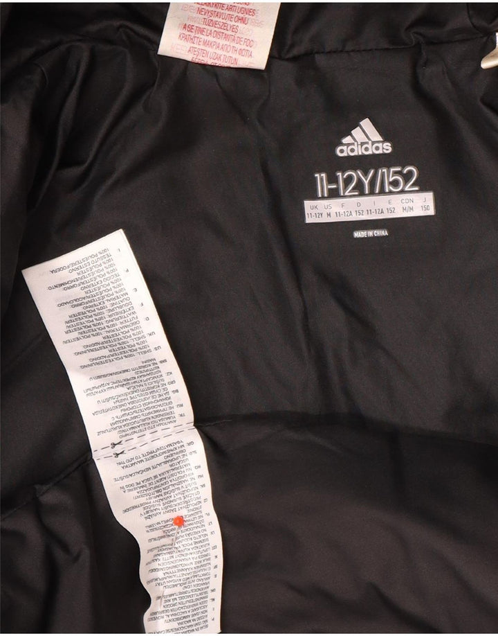 Adidas Jungen wattierte Jacke mit Kapuze, 11–12 Jahre, schwarzes Polyester