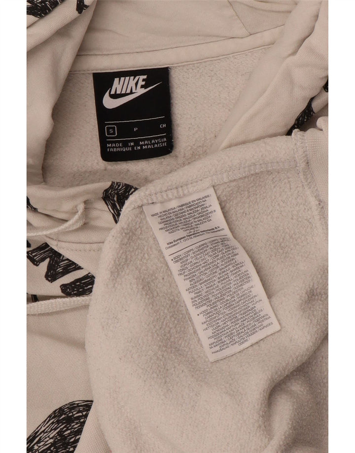 Nike Mens Graphic Hoodie Jumper Small Off White Cotton