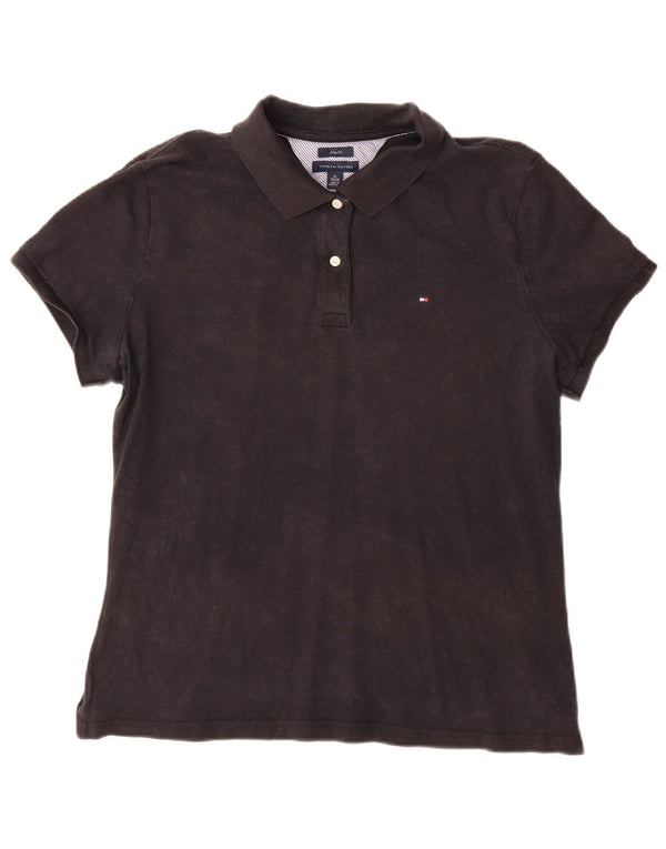 Tommy Hilfiger Dame Slim Fit Polo Shirt UK 18 XL Sort Bomuld