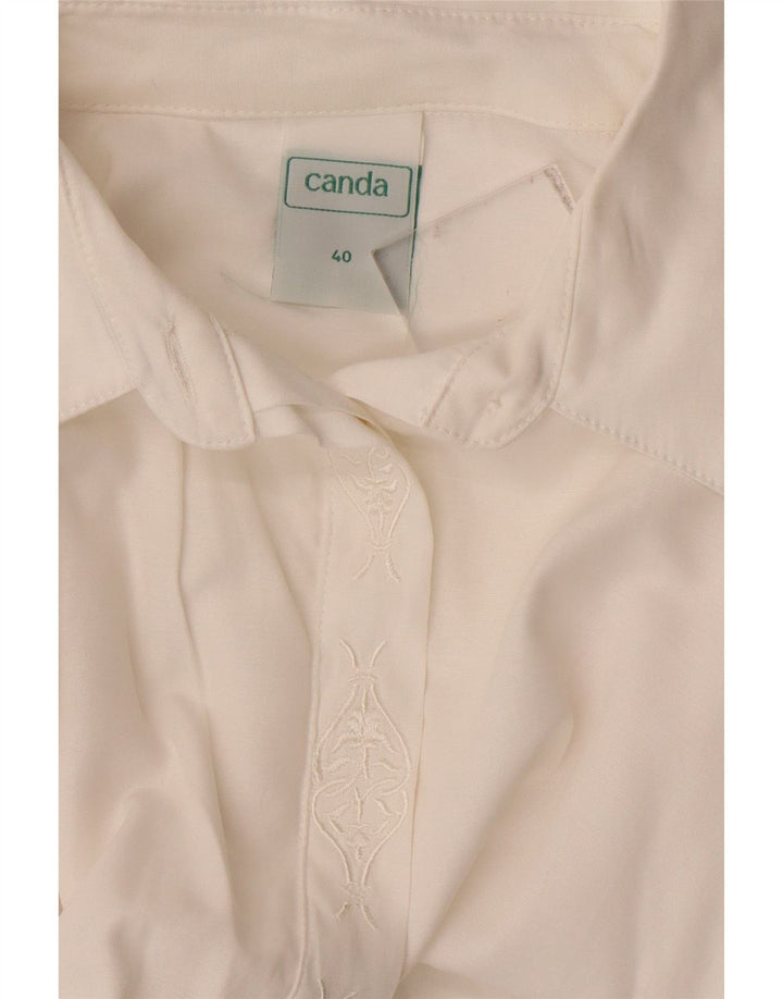 CANDA Womens Oversized Shirt Blouse EU 40 Medium White Viscose
