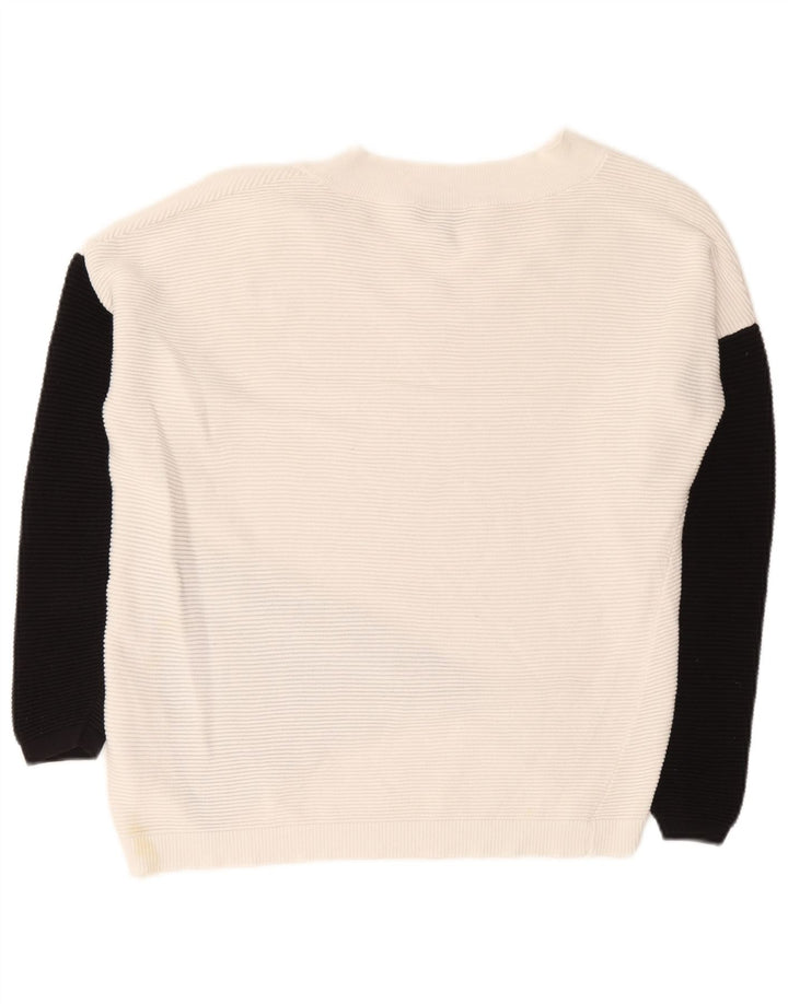 Phase Eight Womens V-Neck Jumper Sweater UK 10 Small White Colourblock