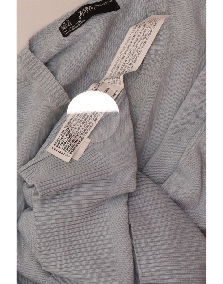 Zara Mens Crew Neck Jumper Sweater XL Blue Cotton
