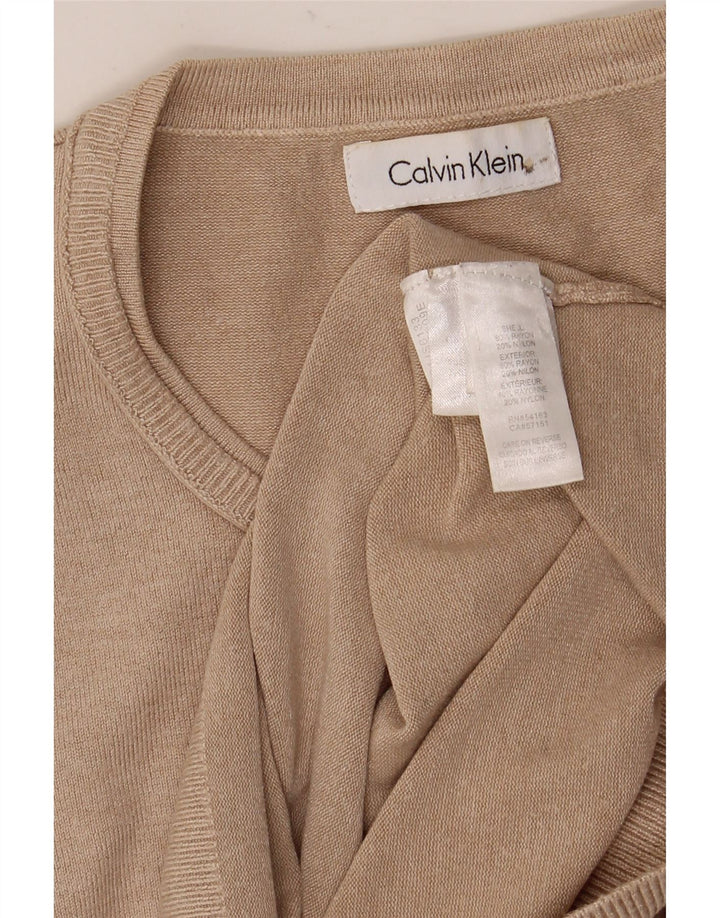 Calvin Klein Damen Weste Top UK 12 Medium Beige Rayon