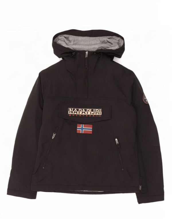 Napapijri Veste anorak à capuche graphique géographique pour hommes UK 42 XL Nylon noir