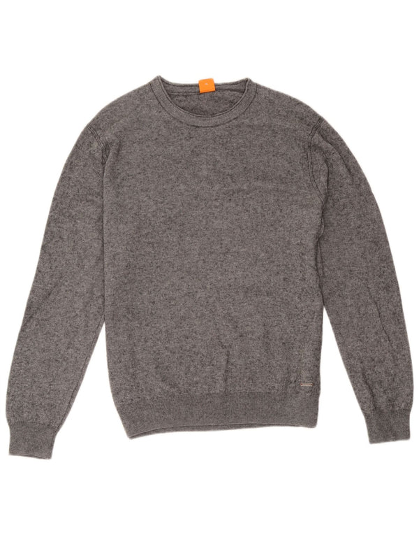 Hugo Boss Mens Crew Neck Jumper Sweater XL Grey Flecked Cotton