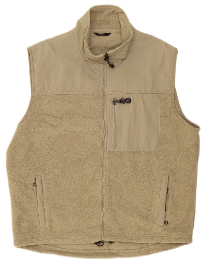 Marks & Spencer Mens Fleece Gilet UK 40 Large Beige Polyester