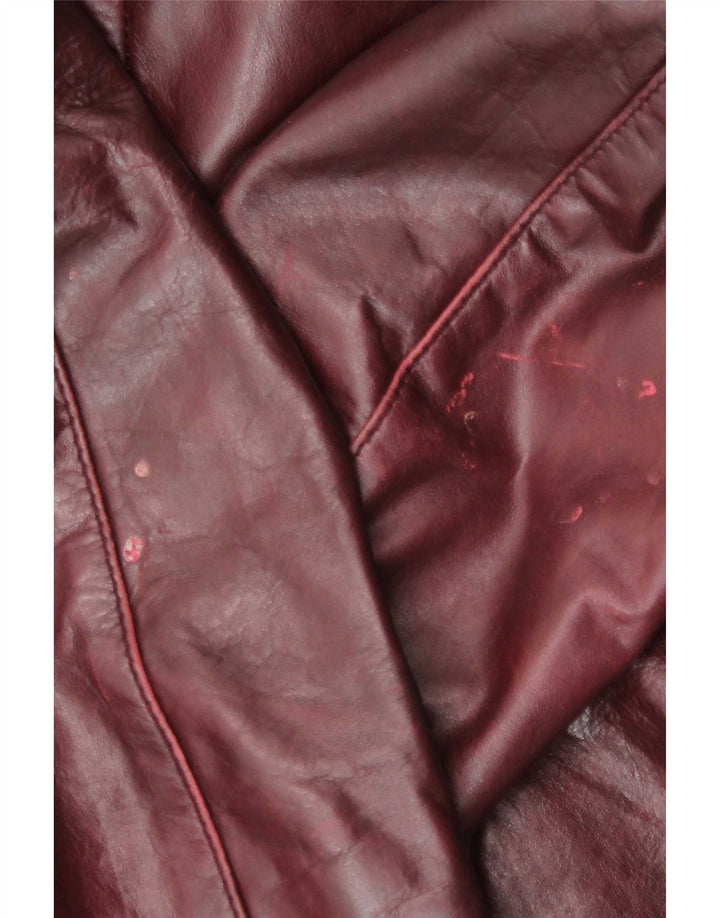 Heeli læderfrakke til kvinder UK 12 Medium Burgundy