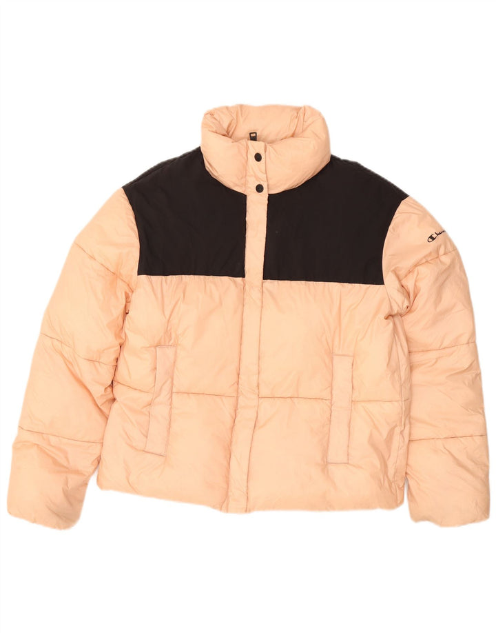 Champion Womens Oversized Padded Jacket UK 6 XS Pink Colourblock Polyamide