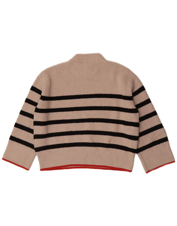 Zara Womens Oversized Crop Turtle Neck Jumper Sweater UK 10 Small Beige