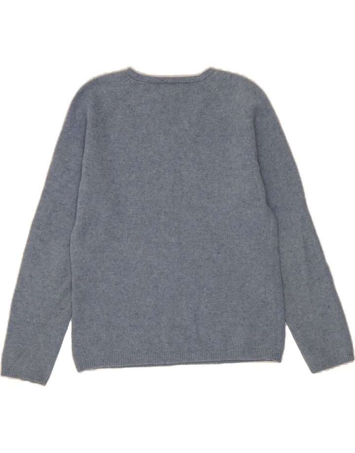 EDDIE BAUER Womens V-Neck Jumper Sweater UK 12 Medium Blue Lambswool Vintage Eddie Bauer and Second-Hand Eddie Bauer from Messina Hembry 