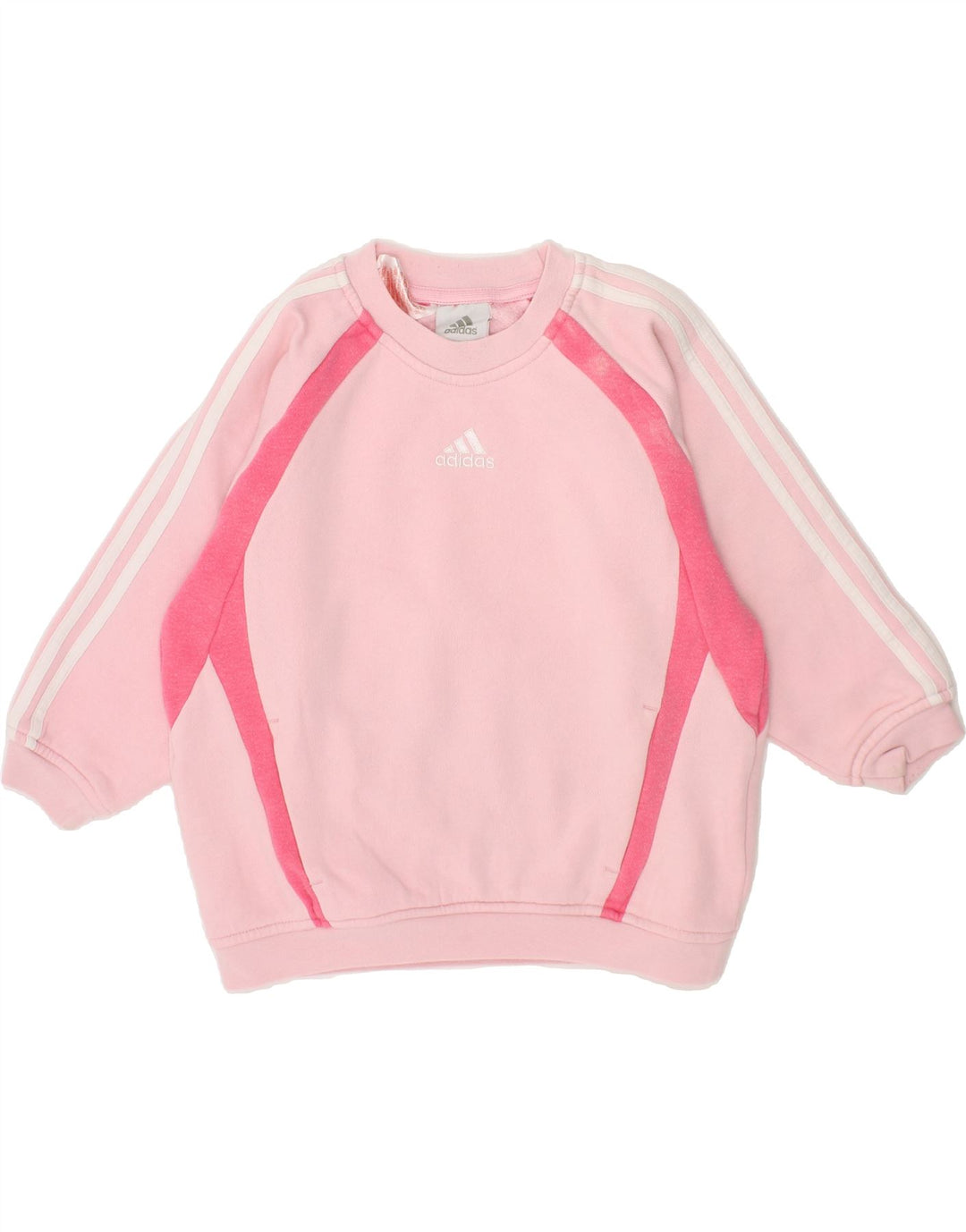 ADIDAS Girls Sweatshirt Jumper 2-3 Years Pink Cotton Vintage Adidas and Second-Hand Adidas from Messina Hembry 