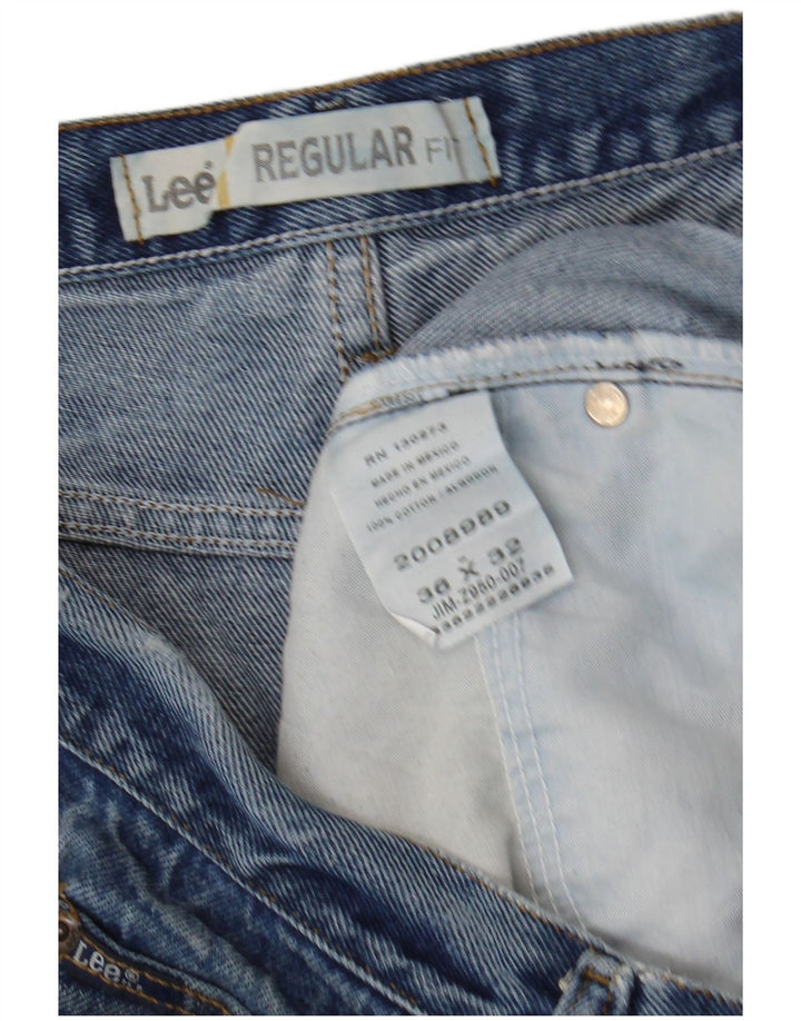 Lee Mens Regular Fit Straight Jeans W36 L32 Blue Cotton