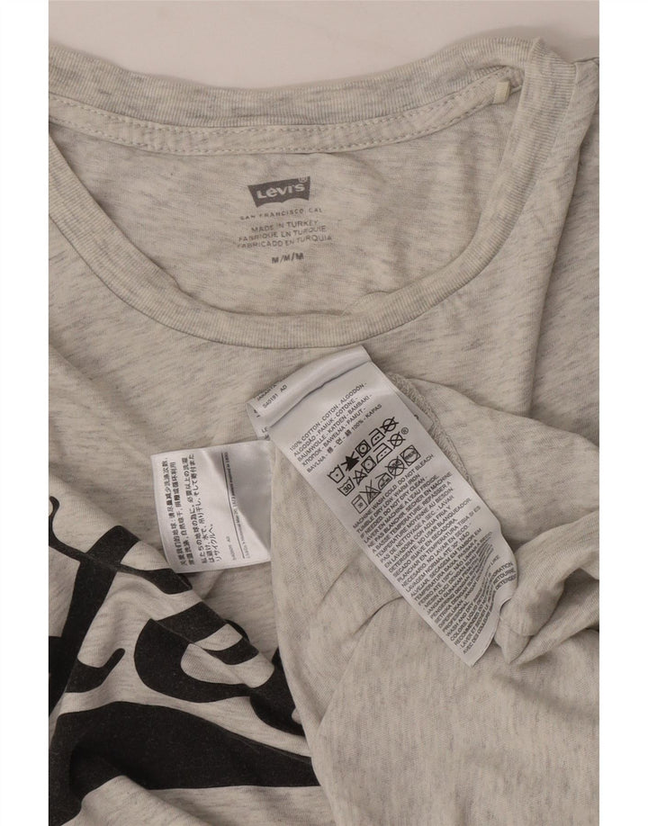 Мужская футболка с рисунком Levi's, хлопковый топ среднего серого цвета с крапинками