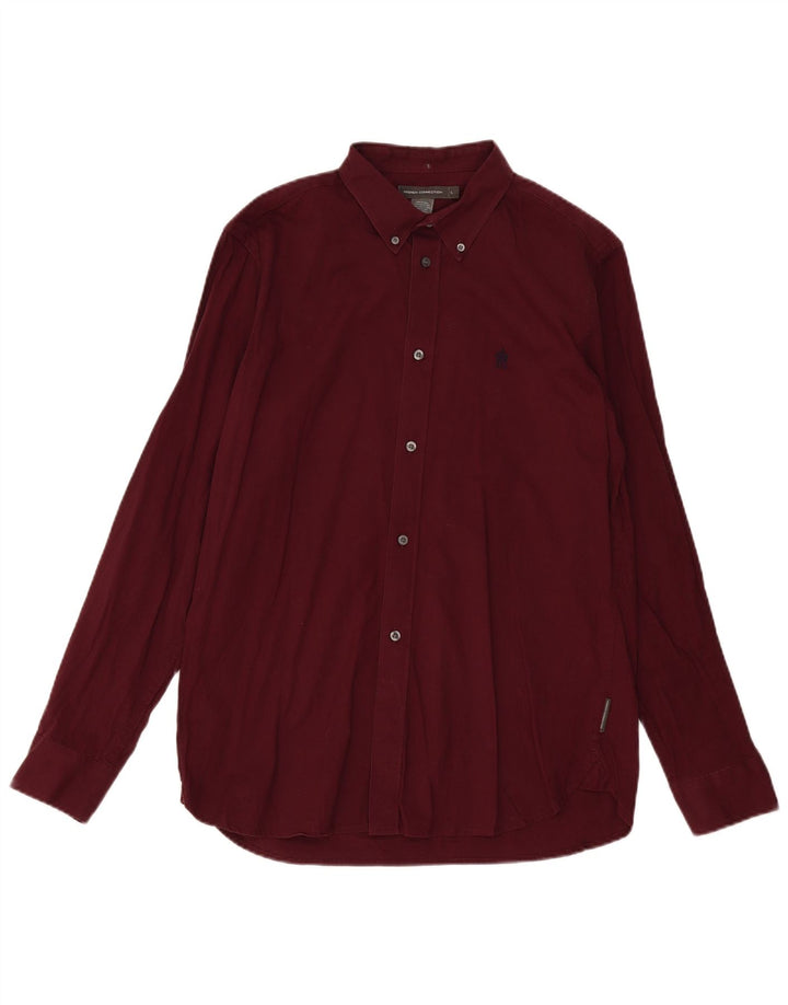 Camisa para hombre de French Connection, talla grande, color burdeos