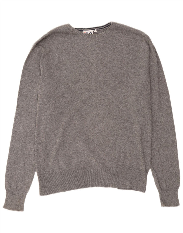 Fila Herren-Pullover mit U-Boot-Ausschnitt, Größe S, graue Baumwolle