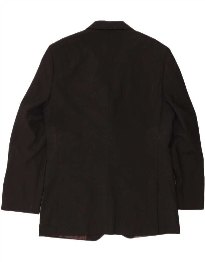 MARKS & SPENCER Mens 2 Button Blazer Jacket UK 38 Medium Black New Wool Vintage Marks & Spencer and Second-Hand Marks & Spencer from Messina Hembry 