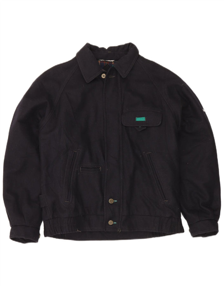 Faciba Mens Windbreaker Jacket IT 48 Medium Navy Blue Wool