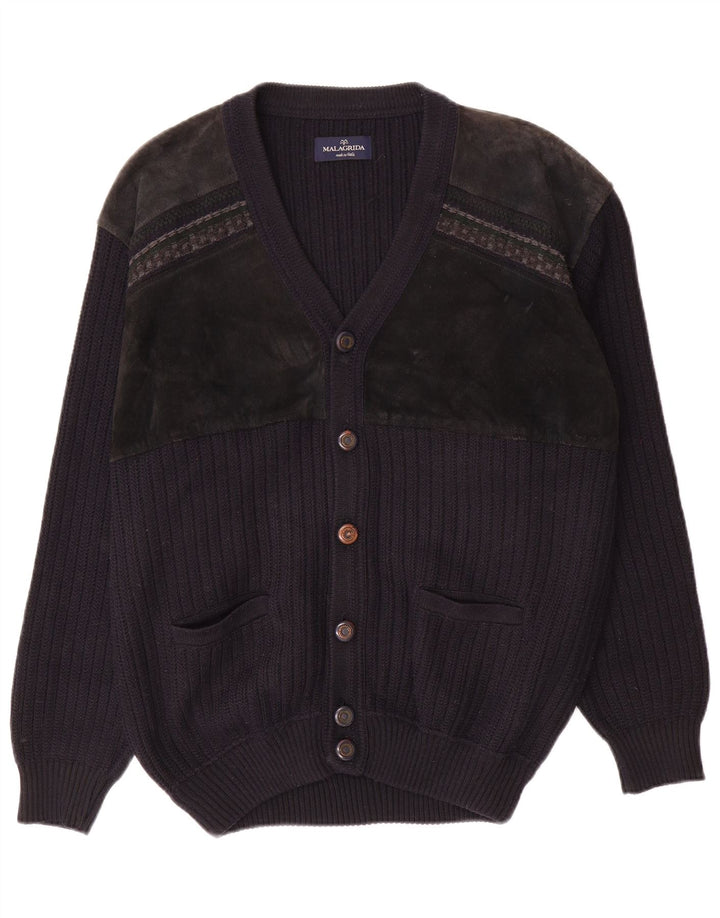 Malagrida Mens Cardigan Sweater Large Navy Blue