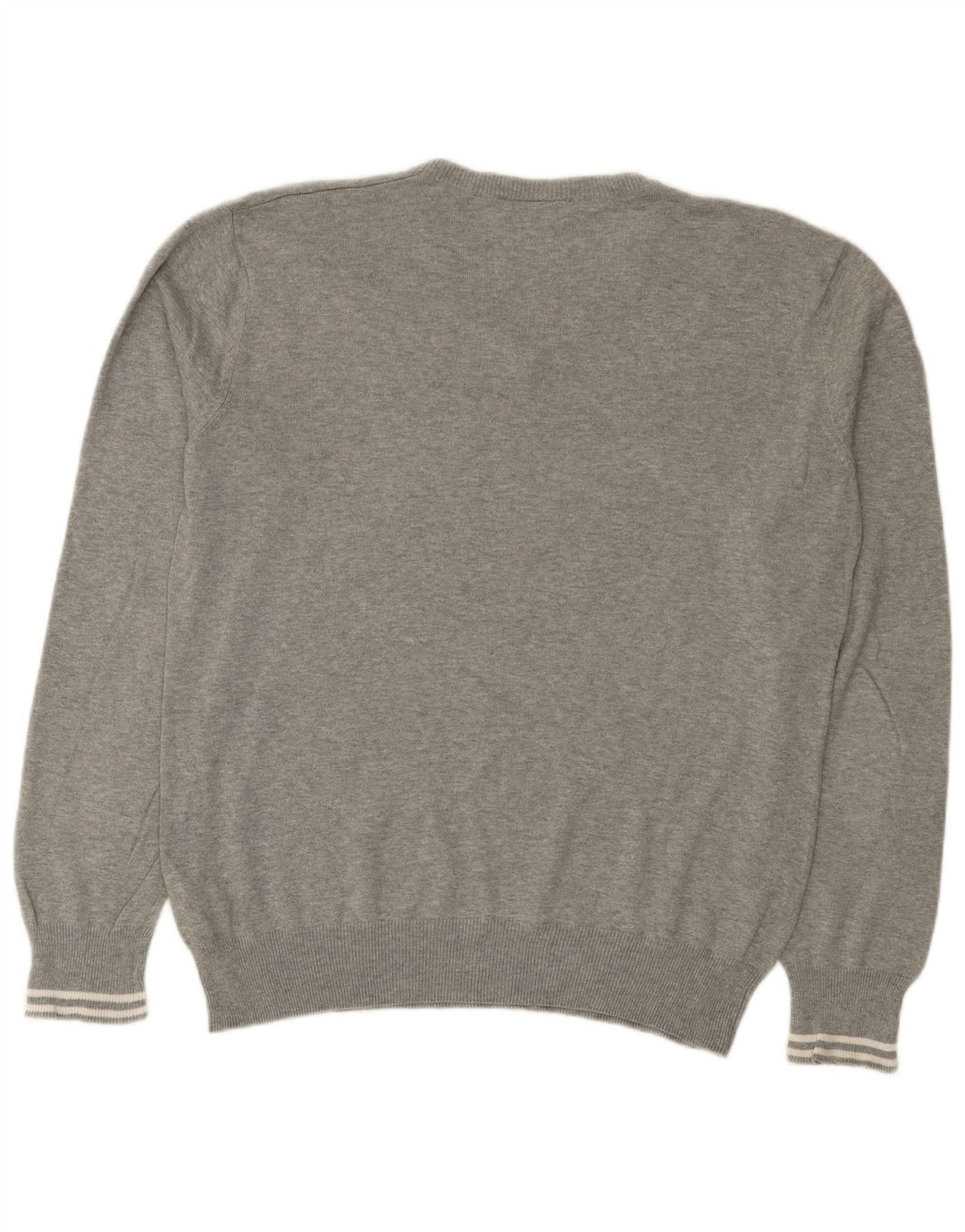 Lotto Mens V-Neck Jumper Sweater Large Grey Cotton