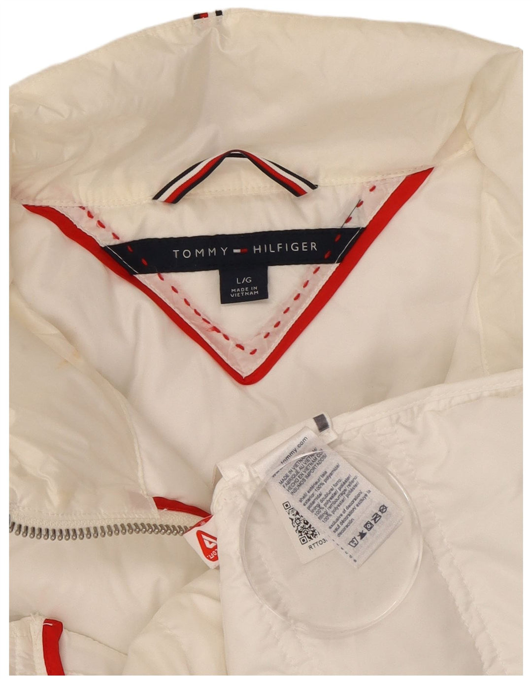TOMMY HILFIGER Polstret jakke til kvinder UK 16 Stor hvid polyamid