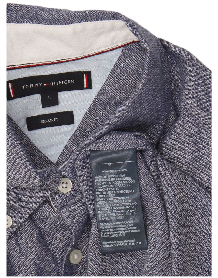 Camicia da uomo Regular Fit Tommy Hilfiger Large in cotone blu navy