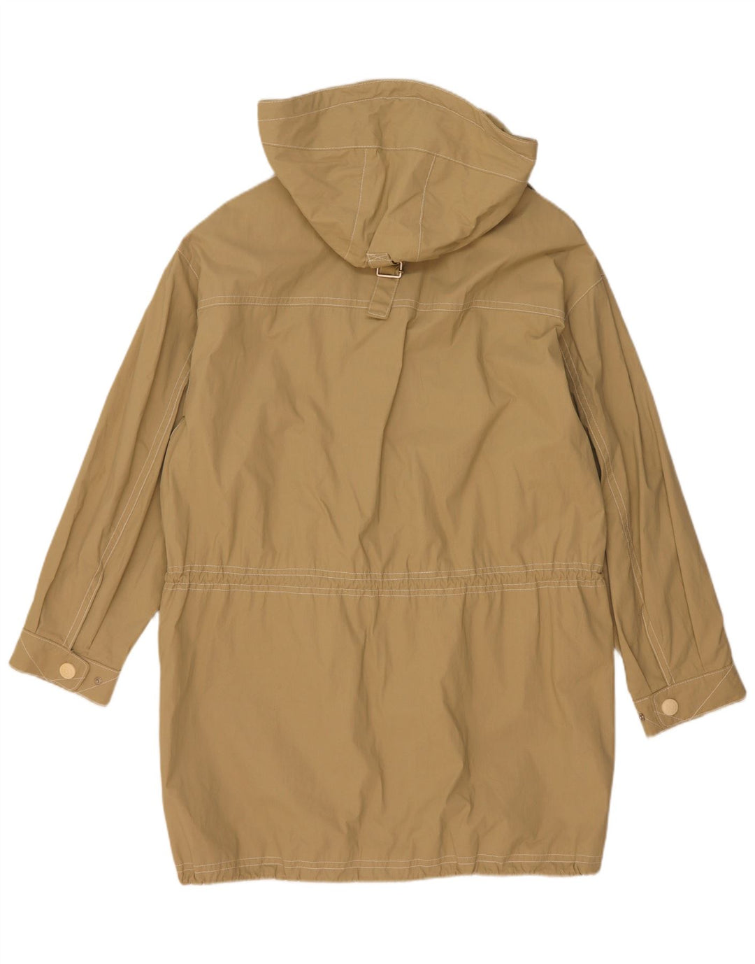 Vintage Womens Hooded Oversized Parka Jacket UK 8 Small Beige Cotton