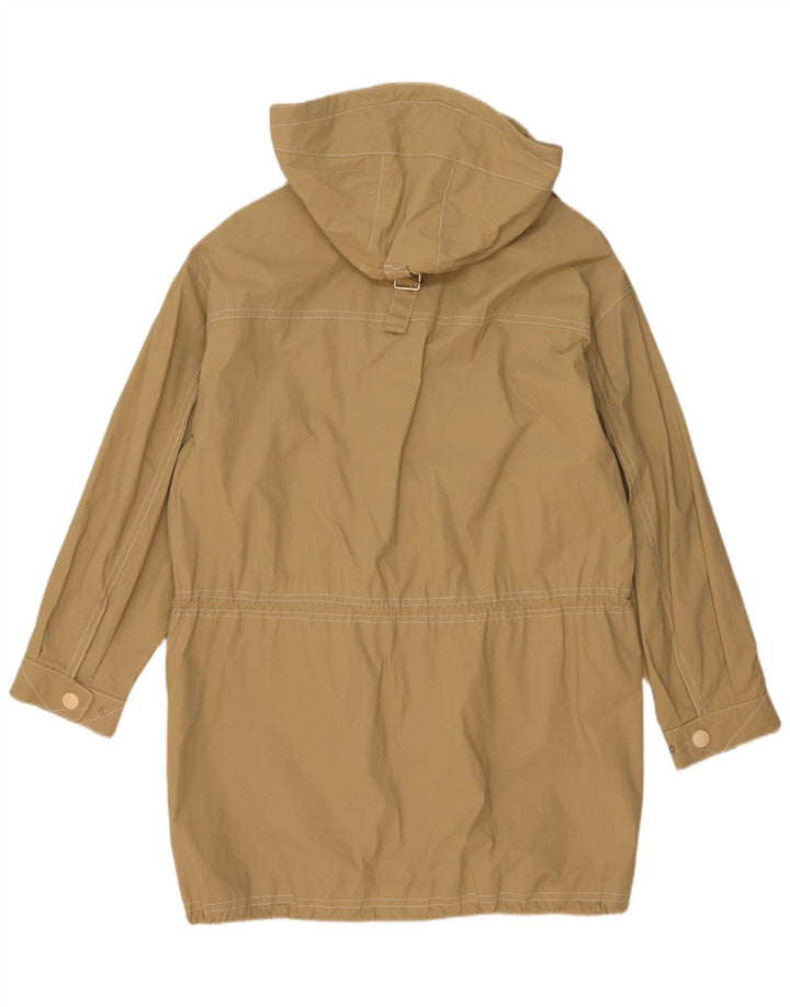 Vintage Womens Hooded Oversized Parka Jacket UK 8 Small Beige Cotton
