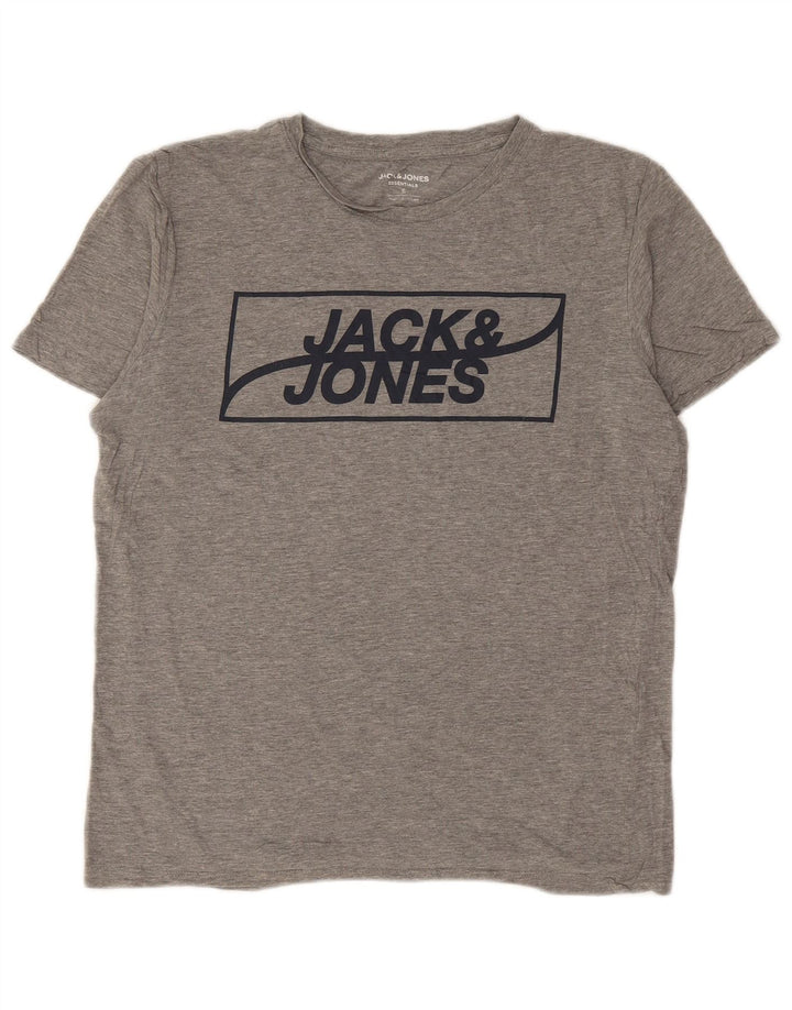 Jack & Jones Mens Graphic T-Shirt Top Small Grey Cotton