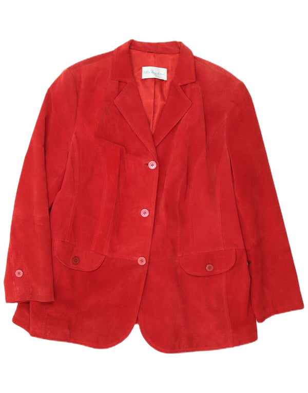 Vintage mujer 3 botones ante Blazer chaqueta Reino Unido 26 5XL cuero rojo