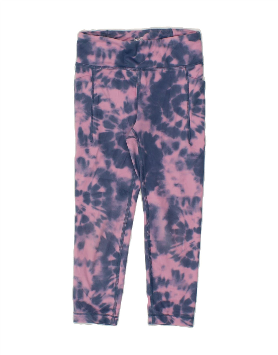 ATHLETA Girls Leggings 6-7 Years Small  Pink Tie Dye Polyester Vintage Athleta and Second-Hand Athleta from Messina Hembry 