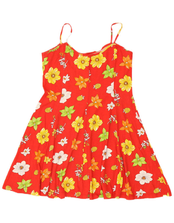 Rochie de soare vintage pentru femei UK 12 Medium Red Floral Bumbac