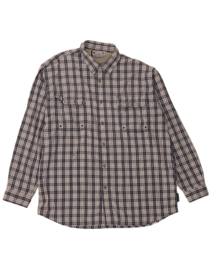 COLUMBIA Titanium skjorte til mænd 2XL marineblå ternet polyester