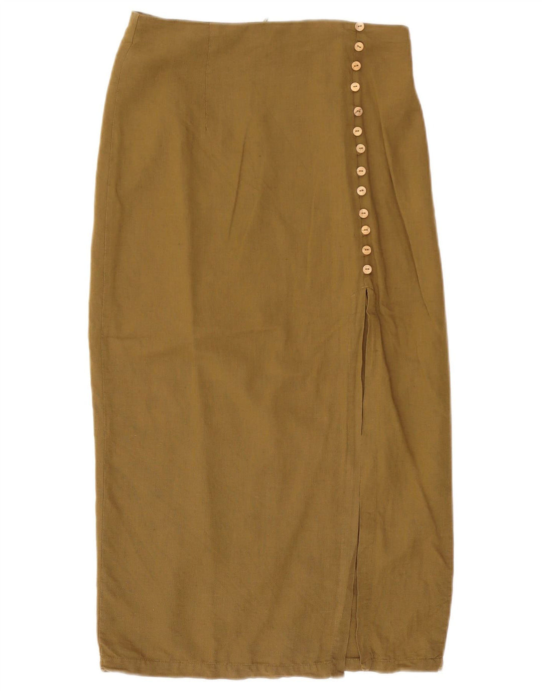 Zara Dame Højtalje Midi Nederdel Medium W28 Khaki