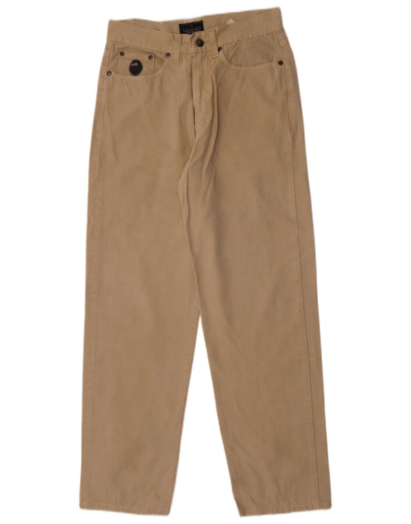 Trussardi Mens High Waist Casual Trousers IT 46 Small W32 L30 Beige Cotton