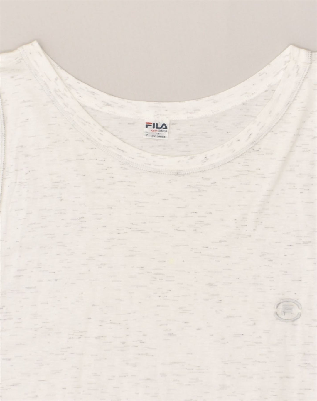FILA Womens Vest Top UK 20 2XL White Flecked Cotton | Vintage Fila | Thrift | Second-Hand Fila | Used Clothing | Messina Hembry 